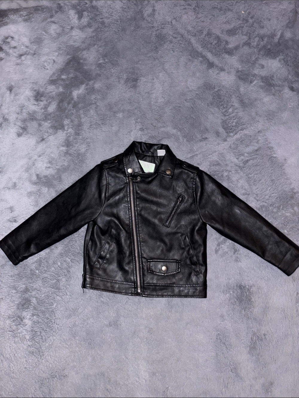 Zara Kids Black Faux Leather Moto Jacket